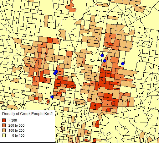 Define GIS with an example: Density of Greek People KM2